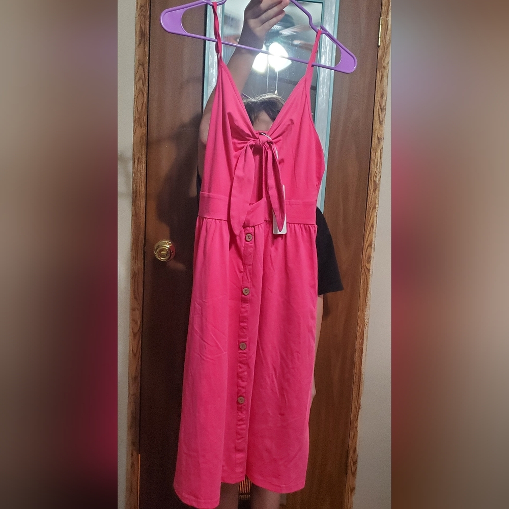 Pink Vest Dress with Belted Waist